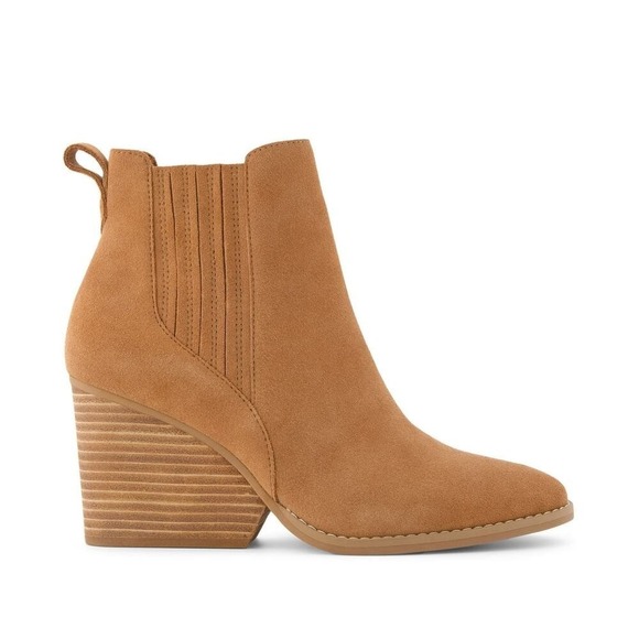 Toms Shoes - NIB: TOMS Noa Suede‎ Wedge Booties Brown Tan Chelsea Ankle Boots Size 9